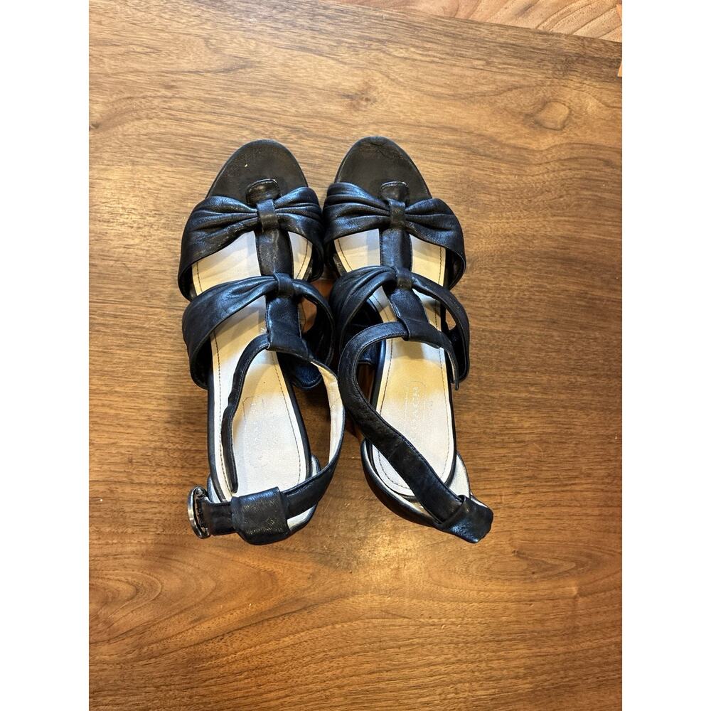 COACH black leather T-strap platform wedges Shoes 7 - Very Comfortable - Picture 8 of 9